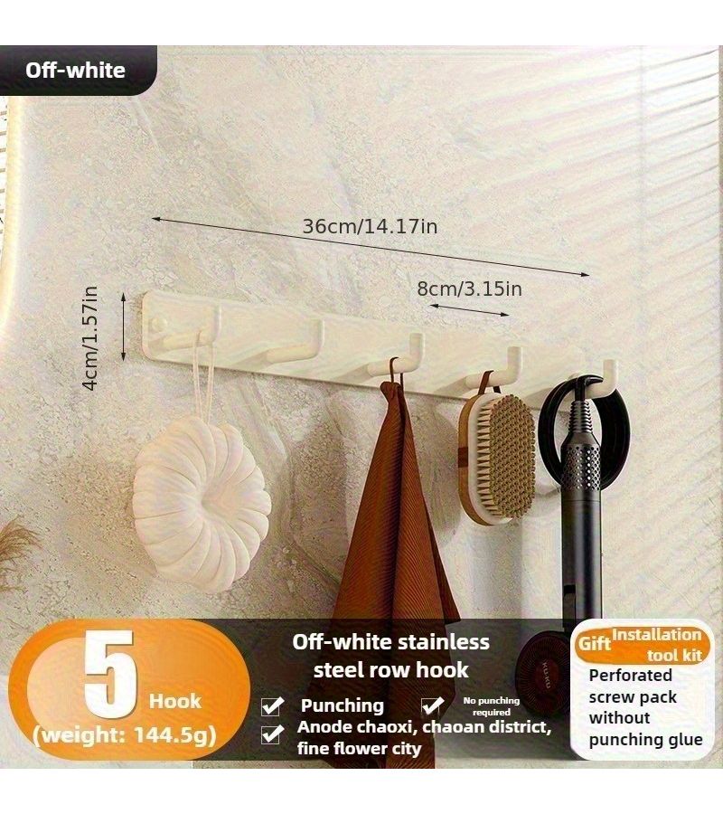 Sand Black 5 Hooks Utility Wall Hanger for Clothes Storage Organizer - Image 5