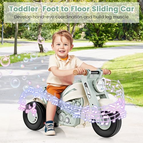 OLAKIDS Ride on Push Car FoottoFloor Sliding Car for Toddlers Kids Motorcycle with Bubble Maker Music 3 Wheels Ride on Toys Gift for Boys Girls Aged 35 Years Beige - Image 5