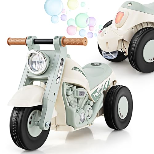 OLAKIDS Ride on Push Car FoottoFloor Sliding Car for Toddlers Kids Motorcycle with Bubble Maker Music 3 Wheels Ride on Toys Gift for Boys Girls Aged 35 Years Beige - Image 1