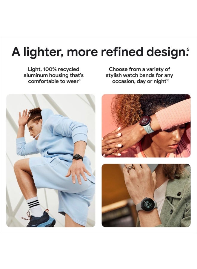 Google Pixel Watch 2 (Previous Model) with the Best of Fitbit - Heart Rate Tracking, Stress Management, Safety Features - Android Smartwatch - Polished Silver Aluminum Case - Bay Active Band - LTE Bay - Image 3