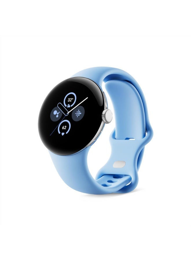 Google Pixel Watch 2 (Previous Model) with the Best of Fitbit - Heart Rate Tracking, Stress Management, Safety Features - Android Smartwatch - Polished Silver Aluminum Case - Bay Active Band - LTE Bay - Image 1