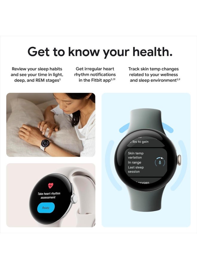 Google Pixel Watch 2 (Previous Model) with the Best of Fitbit - Heart Rate Tracking, Stress Management, Safety Features - Android Smartwatch - Polished Silver Aluminum Case - Bay Active Band - LTE Bay - Image 5