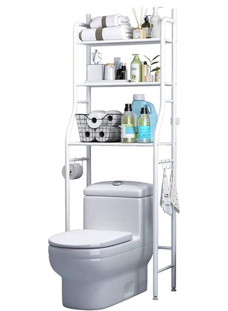 Toilet storage rack,3-tier bathroom storage shelf,over the bathroom shelf organizer stand,high capacity, bathroom space saving shelf,White - Image 1