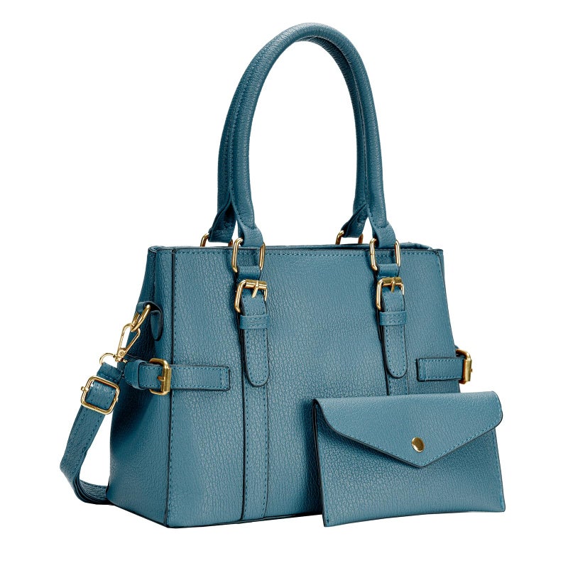 Tigpoy Women's Handbags Fashion Vegan Leather Handbags Purses for women Tote Bag Shoulder Bag Top Handle Satchel Spring Purse (Blue) - Image 1