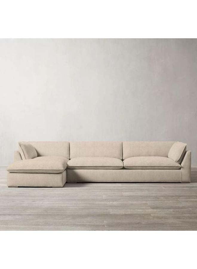 Al Home Chic Beige Linen L-Shaped Sofa - 90x250x170x45 cm - Swedish Wood By Alhome - 110111034