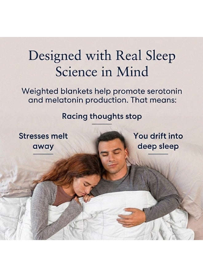 فابينني بطانية ثقيلة 9.1 كجم / 203 × 221 سم، مقاس مزدوج، لون أبيض، 80 × 87 بوصة / 20 رطلاً، لتخفيف القلق، علاج التوحد، تخفيف التوتر والأرق، بطانية ضغط عميق للزوجين - Image 2