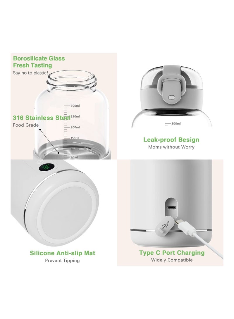 SYOSI سخان مياه قابل لإعادة الشحن للحليب الصناعي وحليب الأم، مع تحكم دقيق في درجة الحرارة، 300 مل، سخان مياه فوري محمول للسفر، قارورة ذكية لاسلكية للأطفال للسيارة والسفر والأنشطة الخارجية، يعمل بالبطارية - Image 5