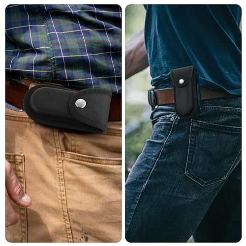 Timsec Nylon Pocket Knife Sheath, 5''-5.5'' Multitool Pouch, Folding Knife Belt Sheath with Snap Closure and Horizontal or Vertical Carry Belt Loop, Multitool Case for Outdoor or Daily Use, Larger Size - Image 4