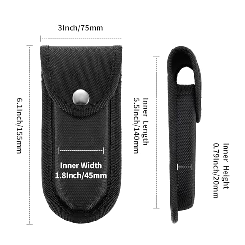 Timsec Nylon Pocket Knife Sheath, 5''-5.5'' Multitool Pouch, Folding Knife Belt Sheath with Snap Closure and Horizontal or Vertical Carry Belt Loop, Multitool Case for Outdoor or Daily Use, Larger Size - Image 2