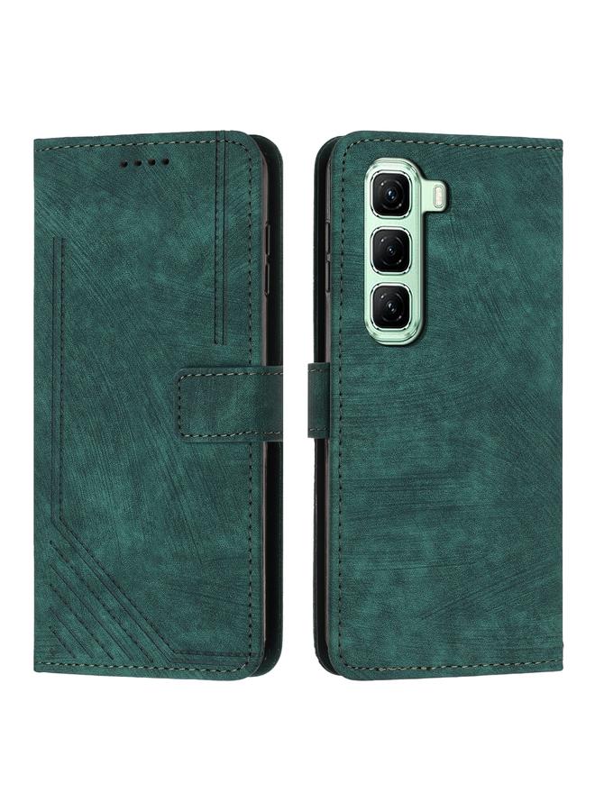 erorex Case For Infinix Hot 50 Pro 4G Skin Feel Stripe Pattern Leather Phone Case with Lanyard - Image 1