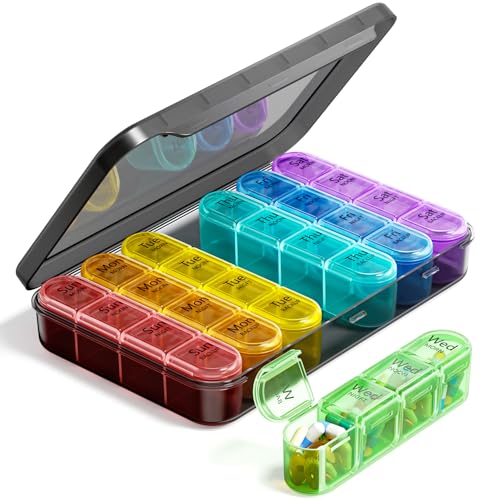 Odaro Weekly Pill Organizer 4 Times a Day, BPA Free Daily Pill Box 7 Day, Large Travel Pill Case with 28 Compartment to Hold Medicine, Vitamin and Supplement - Image 1