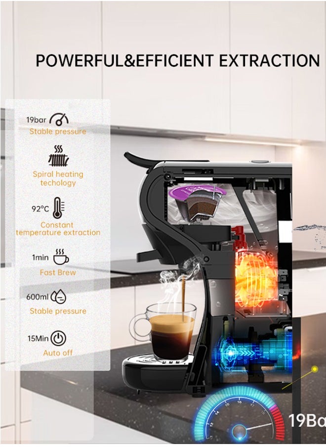 HiBREW - HiBREW Coffee Machine  4in1 Multiple Hot/Cold Brew Capsule Espresso Maker For Nespresso Dolce Gusto Ground Coffee K cup H1A - Image 1