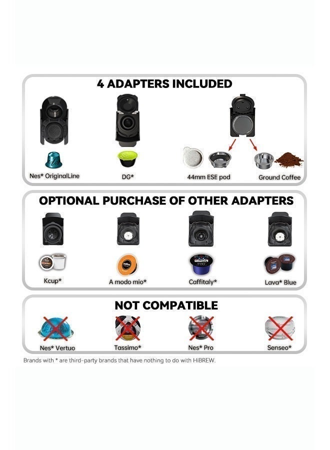 HiBREW Coffee Machine  4in1 Multiple Hot/Cold Brew Capsule Espresso Maker For Nespresso Dolce Gusto Ground Coffee K cup H1A - Image 4