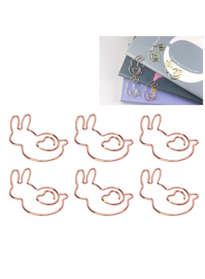 KASTWAVE Bunny Paper Clips 100pcs, Rose Gold Paper Clips Rabbit Shaped Paper Clips Animals Design Cute Paper Clips Fun Paper Clips for Kids Paperclips Bookmark Clips Office Supplies - Image 1