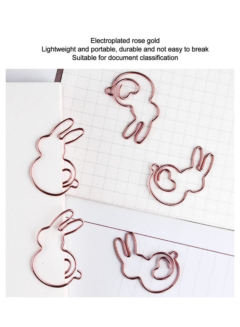 KASTWAVE Bunny Paper Clips 100pcs, Rose Gold Paper Clips Rabbit Shaped Paper Clips Animals Design Cute Paper Clips Fun Paper Clips for Kids Paperclips Bookmark Clips Office Supplies - Image 3