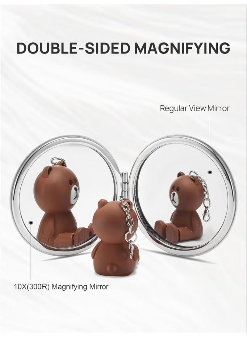 Compact Dual-Sided Makeup Mirror – Handheld & Adjustable 10x Magnification Travel Mirror - Image 4