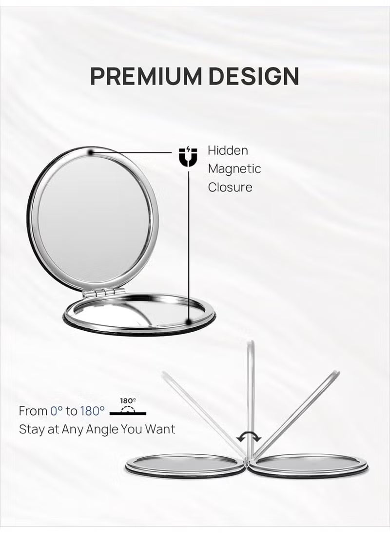 Compact Dual-Sided Makeup Mirror – Handheld & Adjustable 10x Magnification Travel Mirror - Image 2