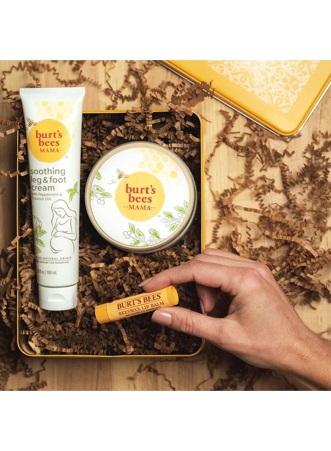 Burt's Bees Burts Bees Gift Set, 3 Pregnancy Skin Care Products - Mama Belly Butter, Lip Balm Original Beeswax, Leg & Foot Cream, with Giftable Tin - Image 3