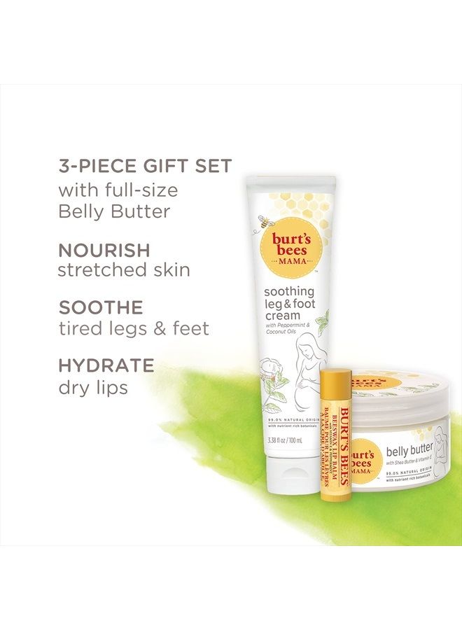 Burt's Bees Burts Bees Gift Set, 3 Pregnancy Skin Care Products - Mama Belly Butter, Lip Balm Original Beeswax, Leg & Foot Cream, with Giftable Tin - Image 4