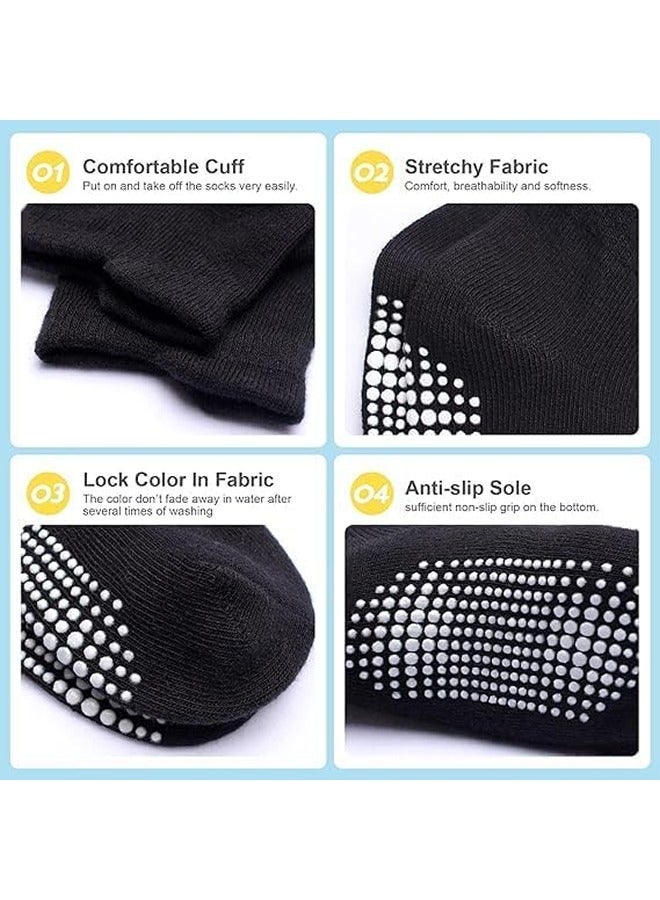 6 Pairs Of Cotton Non-Slip Striped Baby Socks for Boys Girls Socks Black/White/Grey  - Image 4