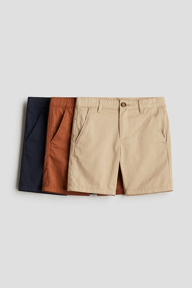 H&M 3-pack cotton chino shorts