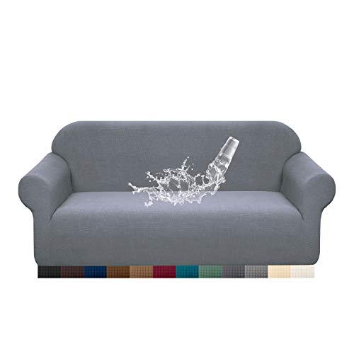 Granbest Premium Waterproof Sofa Cover High Stretch Couch Slipcover Super Soft Fabric Couch Cover Light Gray Medium - Image 1