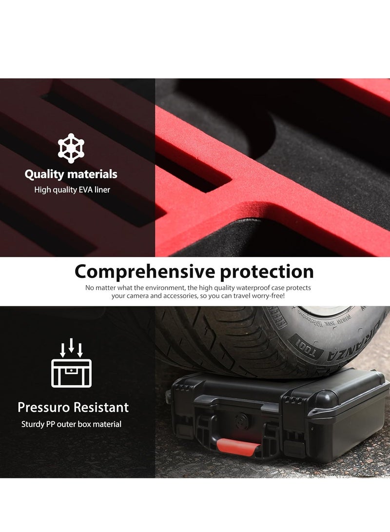Waterproof Case for Insta360 X4, Portable All Weather Waterproof Protective Hard Case, Camera Case, Double Layers, Shockproof, Large Capacity Carrying Case for Insta360 X4 Camera and Accessorie, Black - Image 5