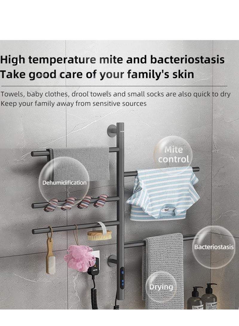 Electric Heated Towel Dryer, Wall Mounted Plug-in Towel Warmer, Rotating Digital Display WiFi App Control for Drying Spa 220V,White - Image 4