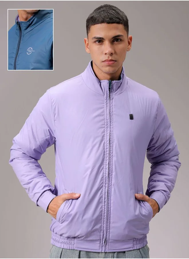 The Indian Garage Co Men Slim Fit Solid Reversible Puffer Jackets