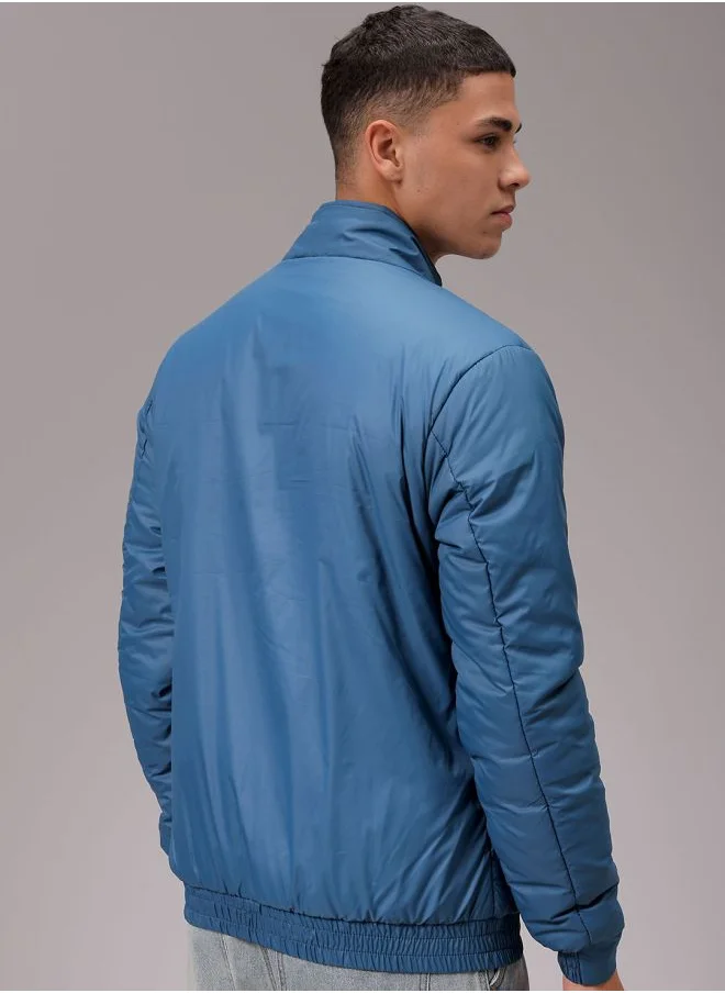 The Indian Garage Co Men Slim Fit Solid Reversible Puffer Jackets