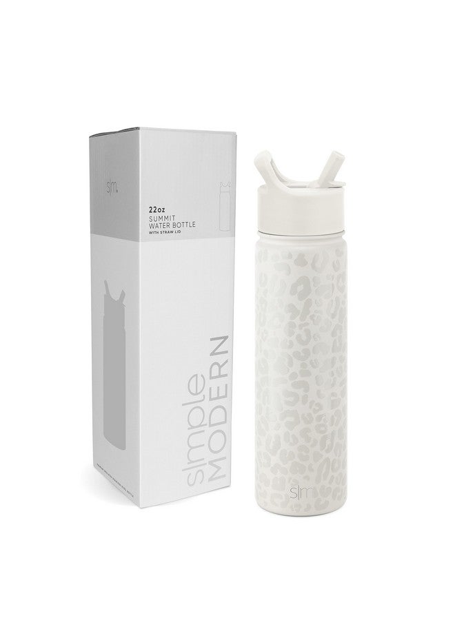 Simple Modern Simple Modern Water Bottle with Straw Lid Vacuum Insulated Stainless Steel Metal Thermos Bottles | Reusable Leak Proof Animal Print BPA-Free Flask for Sports | Summit Collection | 22oz, Cream Leopard - Image 1