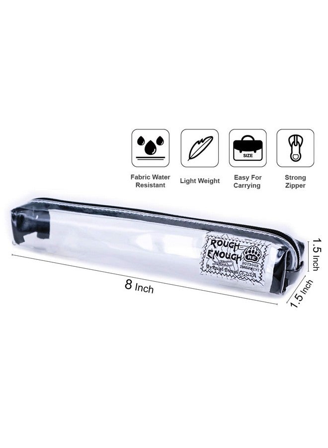 RE ROUGH ENOUGH Rough Enough Clear Slim Pencil Case For Boys Girls Small Pencil Pouch For Adults For School College Stationary Art Supplies  - Image 2