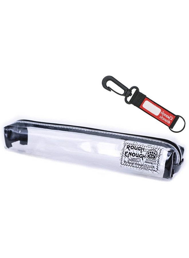 RE ROUGH ENOUGH Rough Enough Clear Slim Pencil Case For Boys Girls Small Pencil Pouch For Adults For School College Stationary Art Supplies  - Image 1