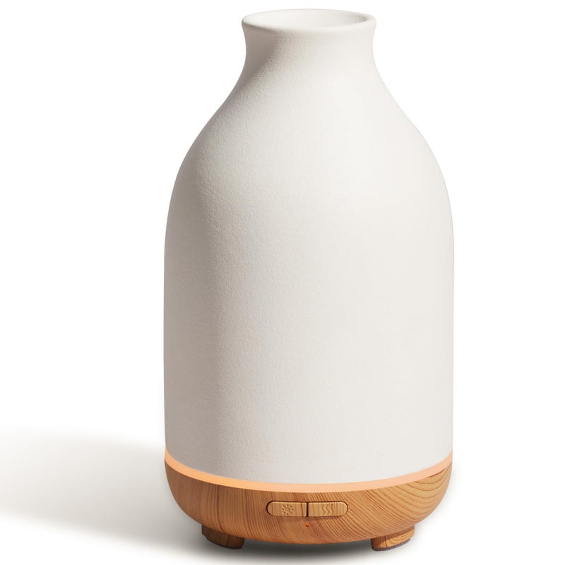 InnoGear Essential Oil Diffuser, 150ml Ceramic Stone Diffuser Handcrafted Aromatherapy Diffusers Ultrasonic Cool Mist Humidifier Vaporizor with 2 Mist Modes Waterless Auto Off for Room Office, White - Image 1