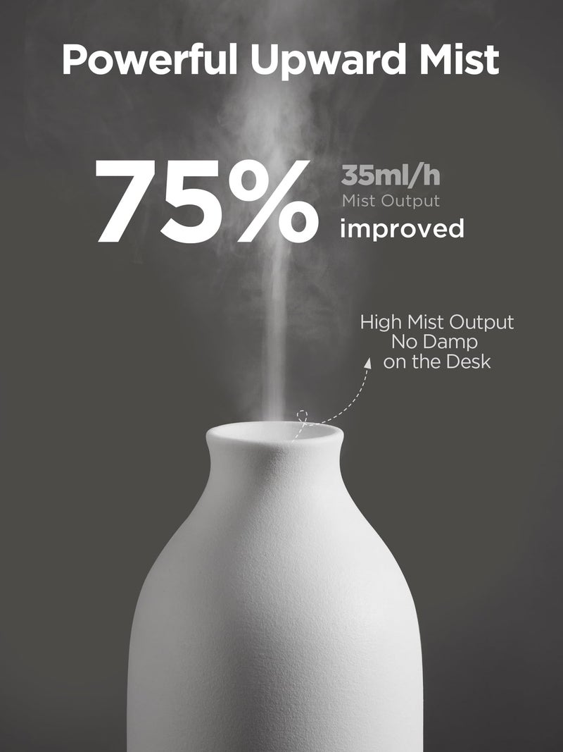 InnoGear Essential Oil Diffuser, 150ml Ceramic Stone Diffuser Handcrafted Aromatherapy Diffusers Ultrasonic Cool Mist Humidifier Vaporizor with 2 Mist Modes Waterless Auto Off for Room Office, White - Image 2