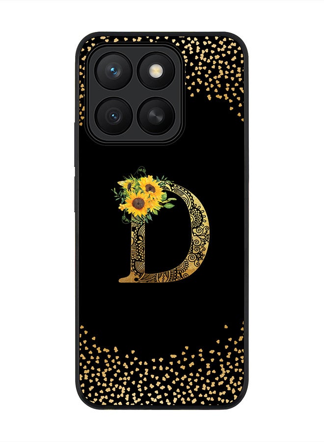 Stylizedd For Honor X8c Case,Slim fit Camera Protection, Shockproof Thin Phone cover  - Custom Floral Monogram - D ( Black )