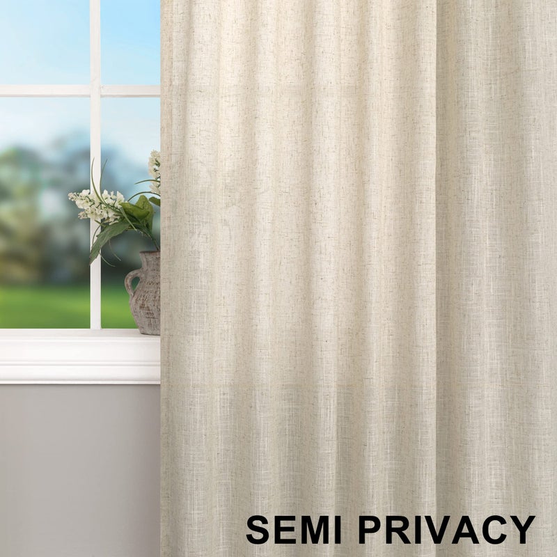 DANCURTON Beige Sheer Curtains 78 Inches Long 2 Panels Set for Dining Room Light Filter Lightweight Flowy Airy Semi Sheer Flax Linen Gauze Curtains for Living Room Teens Bedroom Cottage Earth Tone Earthy Decor - Image 5