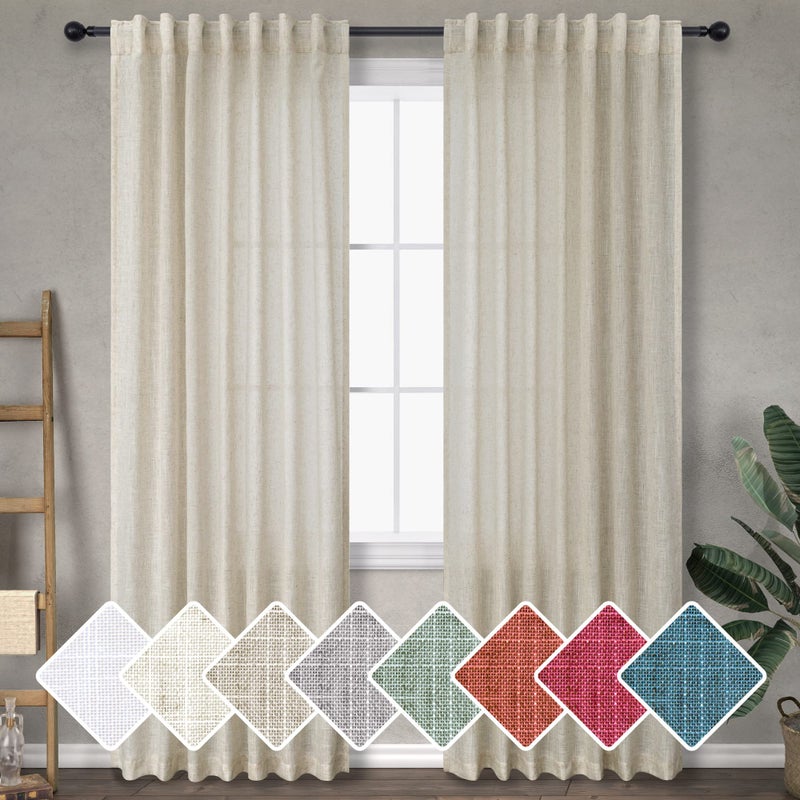 DANCURTON Beige Sheer Curtains 78 Inches Long 2 Panels Set for Dining Room Light Filter Lightweight Flowy Airy Semi Sheer Flax Linen Gauze Curtains for Living Room Teens Bedroom Cottage Earth Tone Earthy Decor - Image 1