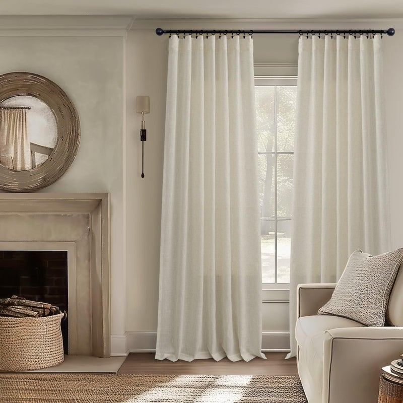 DANCURTON Beige Sheer Curtains 78 Inches Long 2 Panels Set for Dining Room Light Filter Lightweight Flowy Airy Semi Sheer Flax Linen Gauze Curtains for Living Room Teens Bedroom Cottage Earth Tone Earthy Decor - Image 2