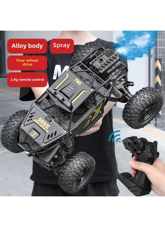 Generic Oversized Remote Control Car Drifting Off-road Vehicle Four-wheel Drive Climbing Big Bike High-speed Racing Charging Toy Boy Car-Color:Upgraded Super High-speed Four-wheel Drive Spray Climbing Car [alloy Version] Black-Scale:With Three Sets Of Rechargeable Batteries + Screwdriver + Charging Cable  - Image 1