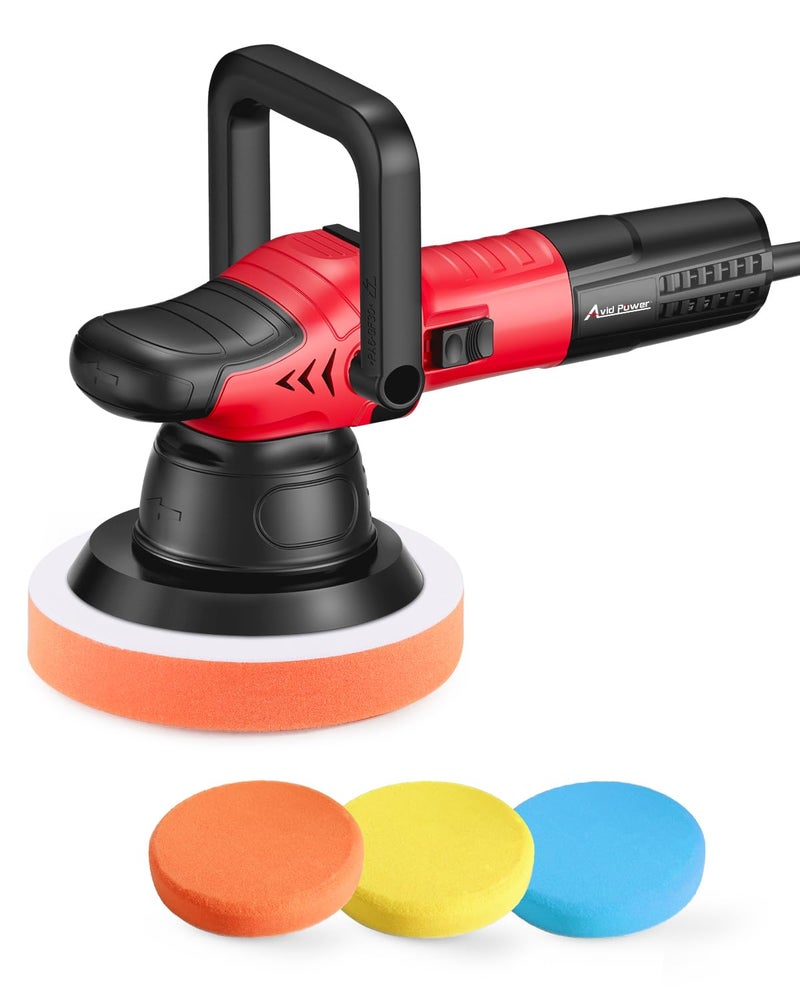 AVID POWER Dual Action Car Buffer Polisher, 6 Inch Orbital Polisher for Car Detailing with 6 Variable Speeds, Detachable Handle & 3 Polishing Pads - Image 1