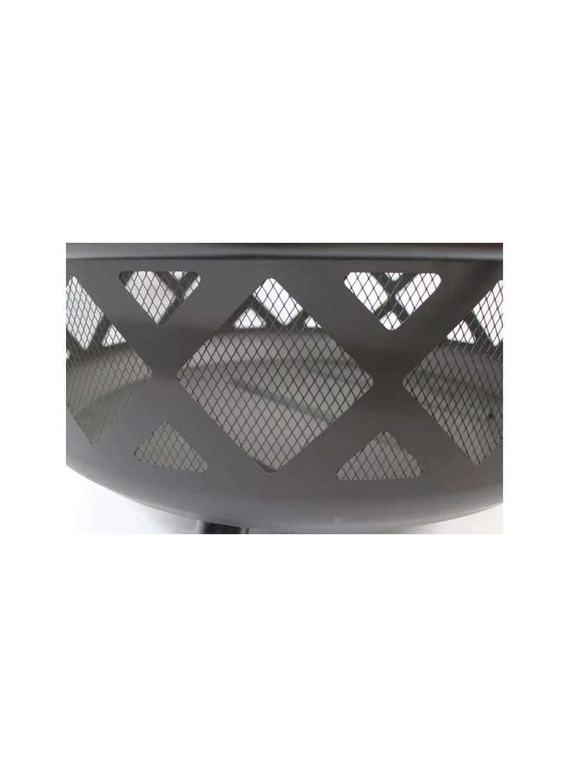 منقل نار حطب كبير بغطاء بتصميم عصري – لون أسود - Image 4