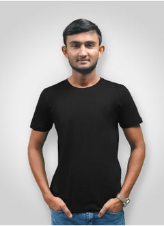 Generic Nextt Level Black Round Neck T-Shirts Premium Mercerised Cotton Bio-Washed and Timeless Style with Luxury Comfort  - Image 2