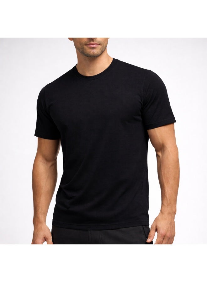Nextt Level Black Round Neck T-Shirts Premium Mercerised Cotton Bio-Washed and Timeless Style with Luxury Comfort - Image 1