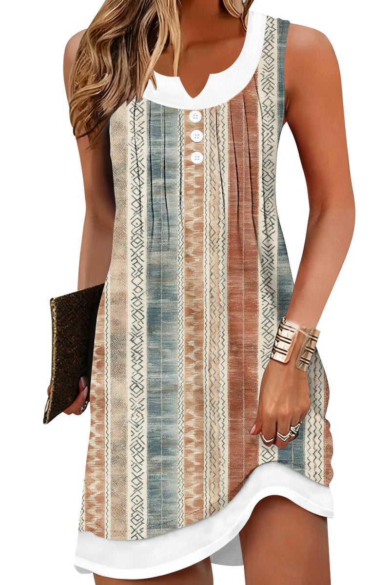 ETCYY Beach Dresses for Women 2026 Vacation Swimsuit Coverup School Teacher Summer Dress Button Down Sleeveless Boho Sundress,Block Yellow,Medium - Image 1