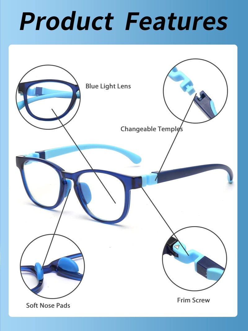 JM Kids Blue Light Glasses, Computer Gaming Grasses for Girls Boys Age 3-10, Anti Blue Ray TR90 Eyeglasses - Image 3
