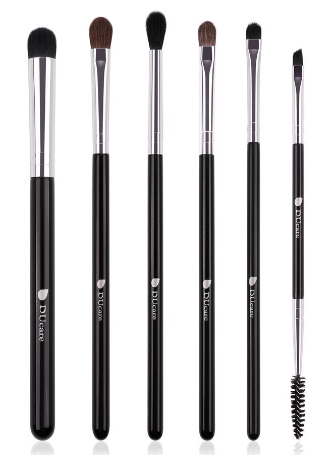 DUcare Eye Makeup Brush Set, 6 Pcs Professional Eyeshadow Blending Makeup Brushes for Concealer Eyebrows Eyeliner, Soft Hairs & Wood Handle - Image 1