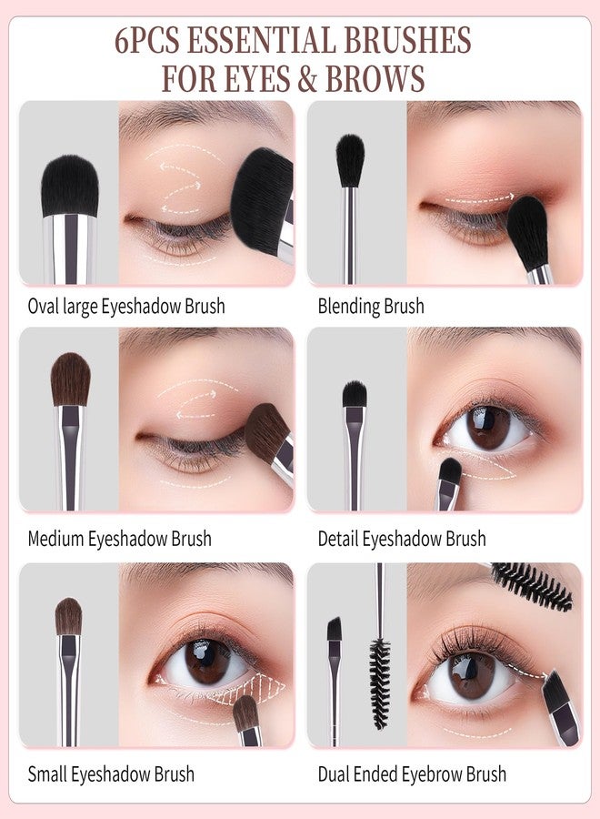 DUcare Eye Makeup Brush Set, 6 Pcs Professional Eyeshadow Blending Makeup Brushes for Concealer Eyebrows Eyeliner, Soft Hairs & Wood Handle - Image 2