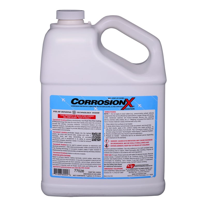 CorrosionX كوروزن إكس تقنيات التآكل الطيران 84004 1 جالون فيلم رقيق للغاية درجة الطيران متطلبات أداء عسكرية مؤهلة مركب الوقاية من التآكل والسيطرة MILPRF81309H - Image 3