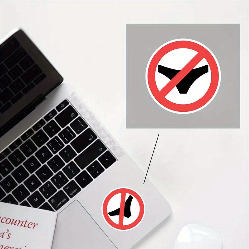 Funny No Underwear Zone Sticker Waterproof Glossy Vinyl Decal Red Circle 1pc - Image 2